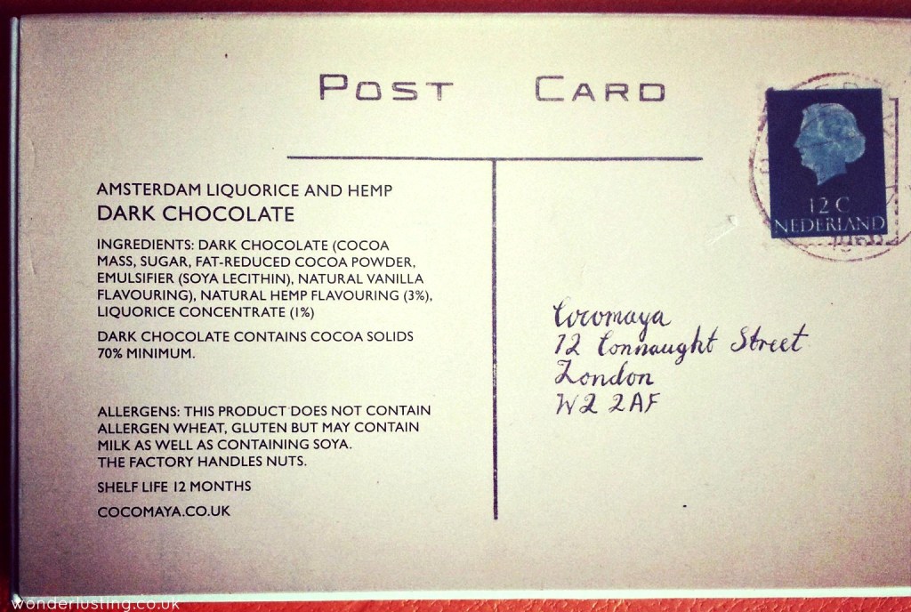 Cocomaya Amsterdam chocolate bar ingredients