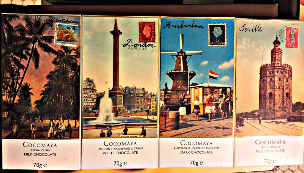 Cocomaya around the world chocolate bars - Mumbai, London, Amsterdam, Seville