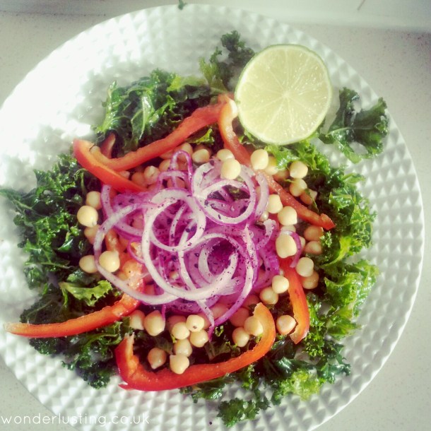 Kale, chickpea, red pepper & sumac salad