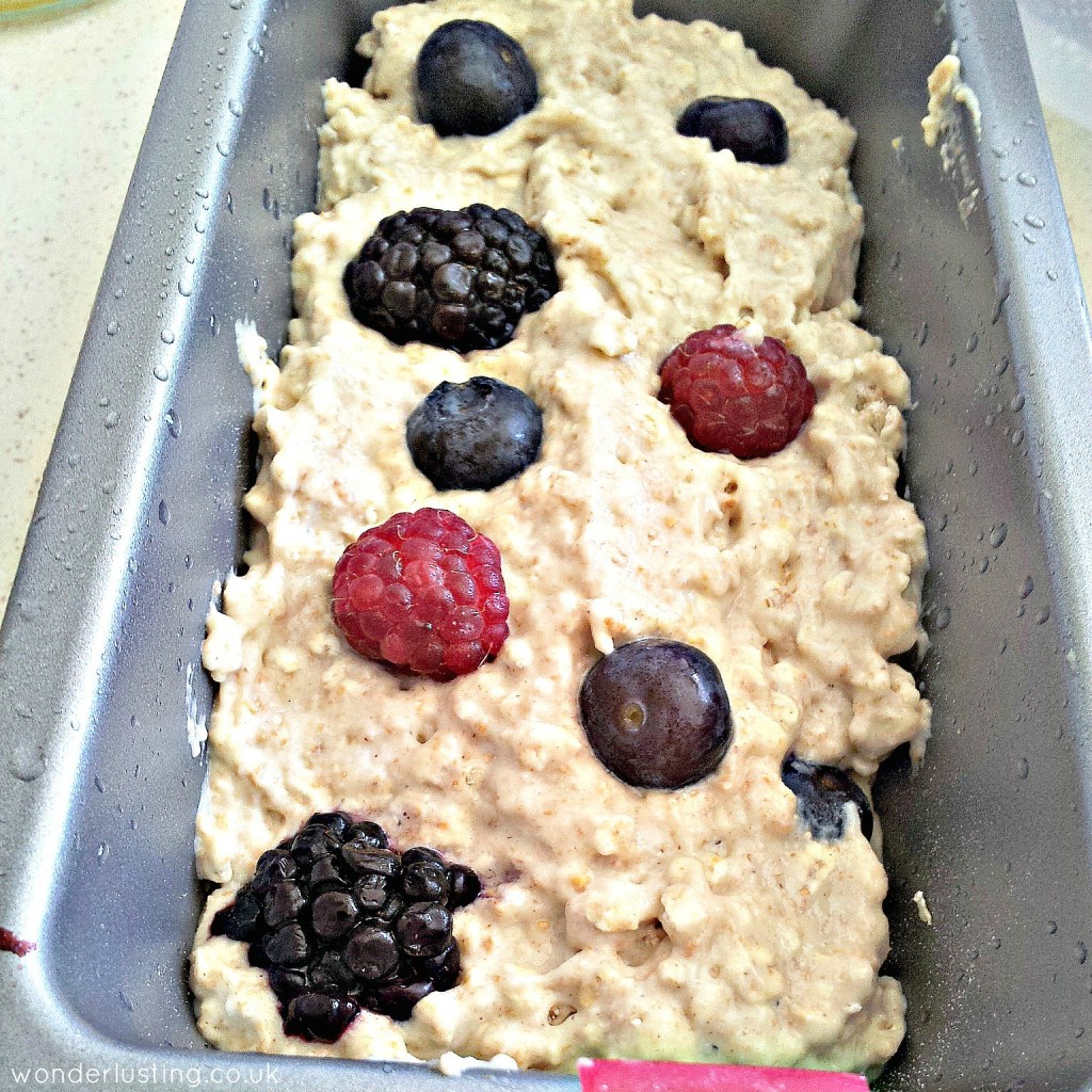 Spelt oat berry bread in tin