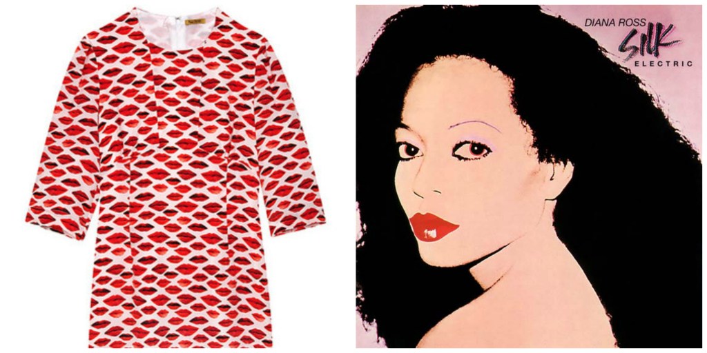 Lip print inspired by Andy Warhol's album cover for Diana Ross Silk Electric
