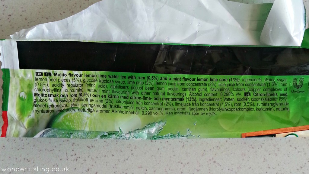 Solero mojito ingredients