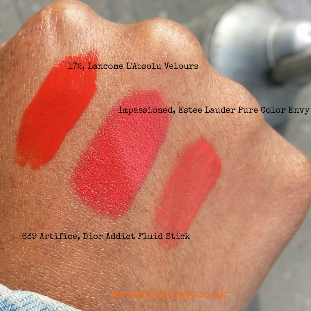 Department store orange lipsticks 