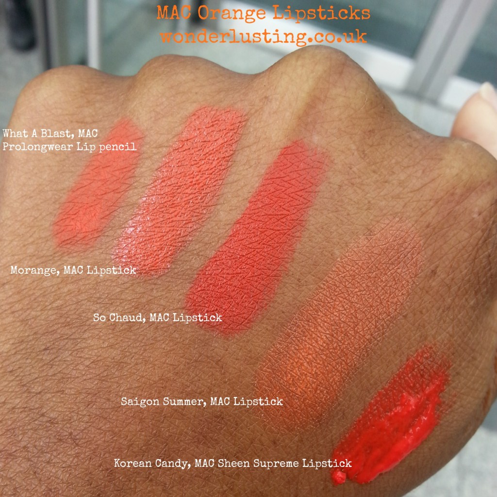 MAC Cosmetics orange lipsticks 