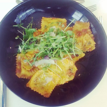 Main course - spinach and ricotta ravioli