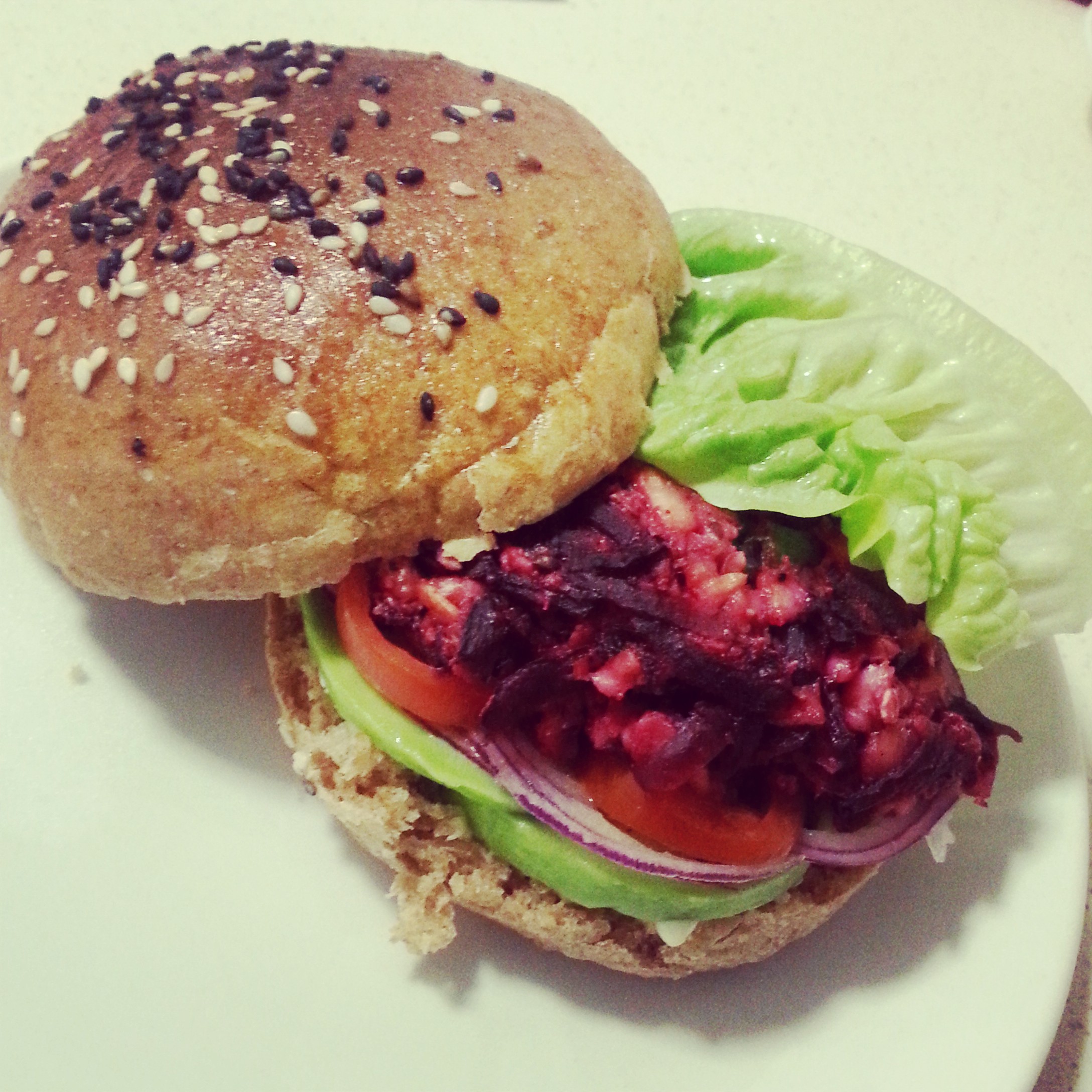 beetroot halloumi burger