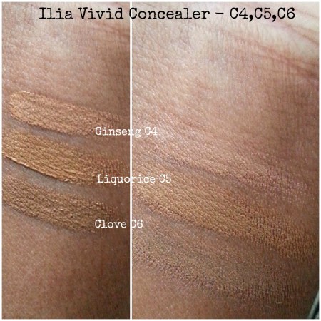Ilia Vivid Concealers - darkest shades swatched