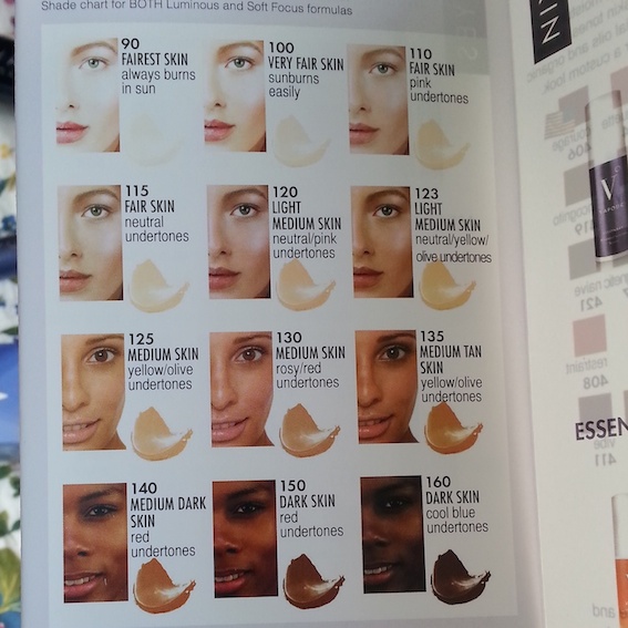 Vapour Organic Beauty - foundation colour chart