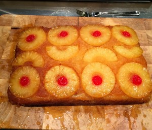 Upside Down Pineapple Pudding. Extra Syrup.