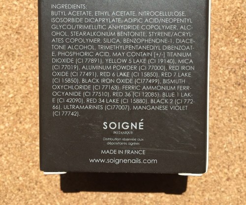 Soigné nail polish ingredients