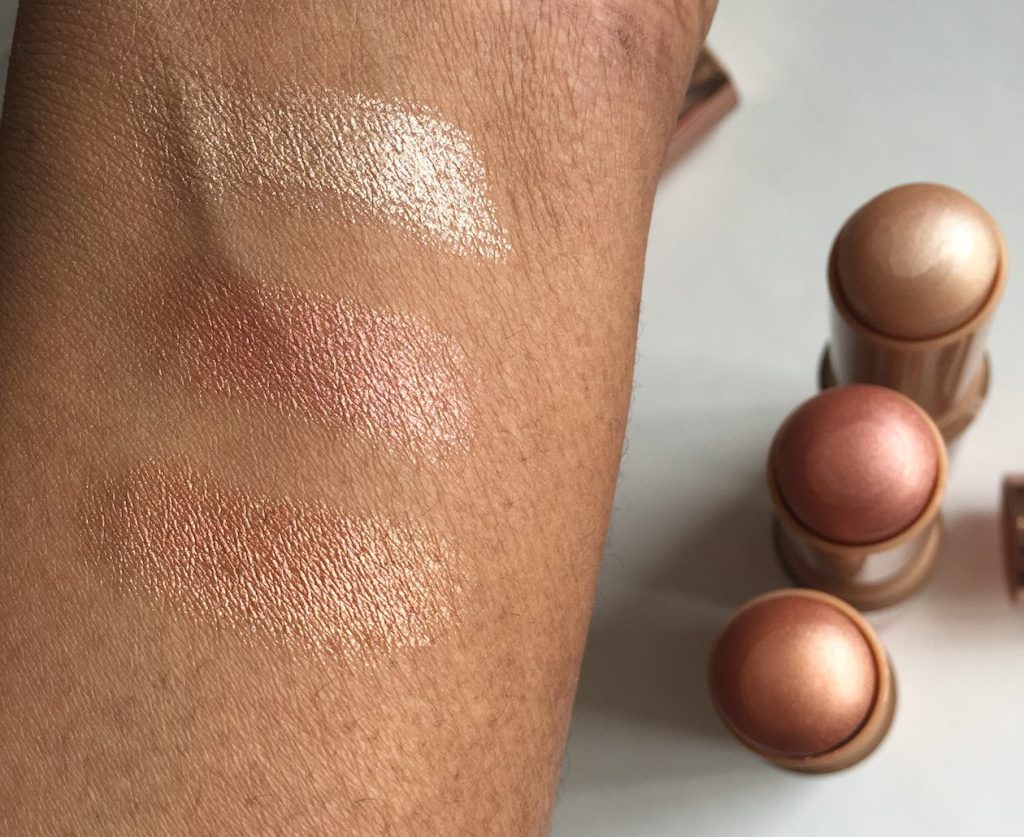 Nude by Nature Touch of Glow Highlight stick swatches