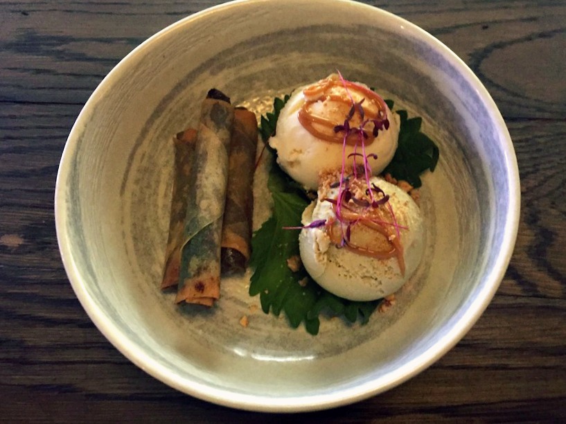 Chocolate spring rolls with shiso leaf, Yuu Kitchen