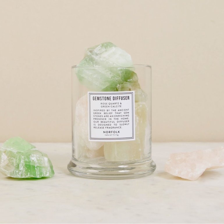 Norfolk Natural Living Rose Quartz Green Calcite Gemstone Diffuser